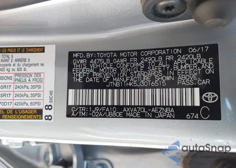 2018 Toyota Camry Le from USA, damaged, VIN JTNB11HK5J3016515